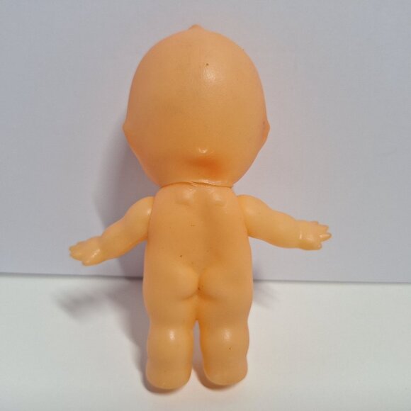 Vintage Kewpie Doll 4.5" Tall With Red & White Handmade Crocheted Dress - Picture 4 of 9